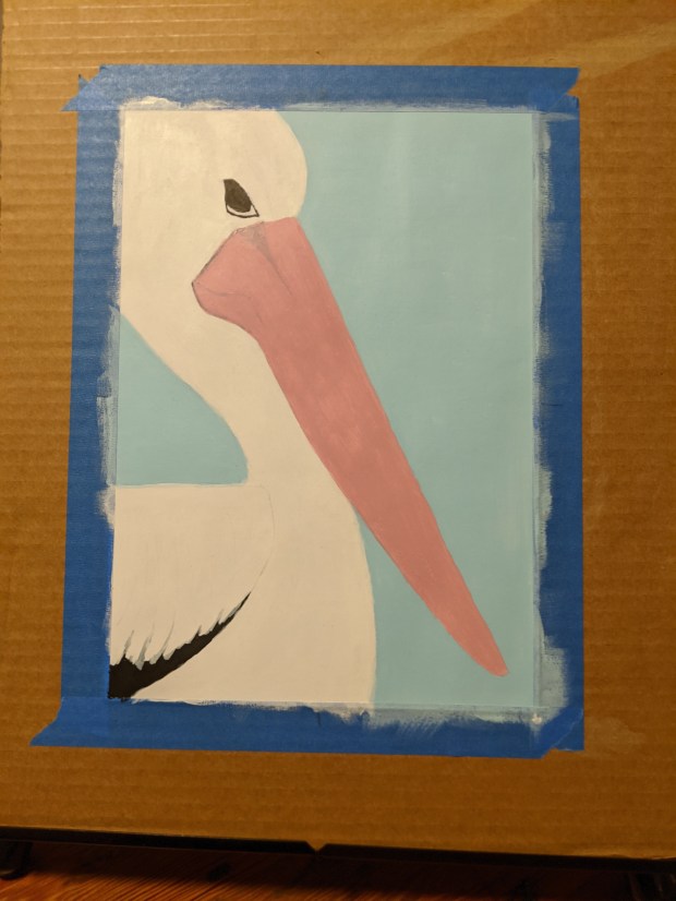Pelican work in progress | Sandra Burns Art