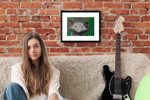 Eddie The Emu (with guitar girl) | Sandra Burns ART