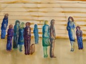 Trains Due painting unframed | Sandra Burns ART