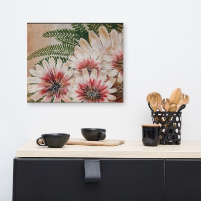 Flowers For You canvas print - Sandra Burns ART - glorious crimson, white and gold flowers with deep green ferns - canvas print hanging on wall