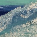 TURBULENCE - Sandra Burns ART - a dream about turbulent water represents emotional overwhelm, deep blue water, white water froth, splashes of water, blue, white, water, sea, splash, surf - original nature art for sale, acrylic painting on artist's paper