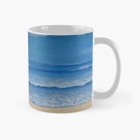 LOOKING TO ROTTO - Sandra Burns ART - nature art, blue ocean painting, from Scarborough Beach looking out to Rottnest Island, sand, water, ripples, waves, blue sky - original artwork reproduced on ceramic mug