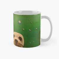 SALLY THE SEAL - Sandra Burns ART - nature art, a cute underwater seal painting, looking at you, blue sky, white clouds, green water, bubbles - original artwork reproduced on ceramic mug