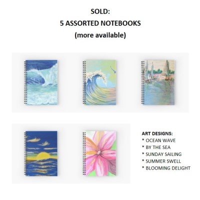 5 Assorted Spiral Notebooks - Sandra Burns ART