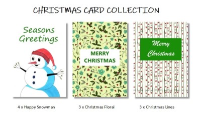 CHRISTMAS CARDS BUNDLE - Sandra Burns ART - nature art, happy snowman, Seasons Greetings, Merry Christmas, holly, flowers, berries, red hat - original artwork reproduced on greeting cards