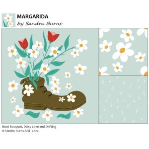 Margarida Collection by Sandra Burns ART - Boot Bouquet, Daisy Love, Drifting