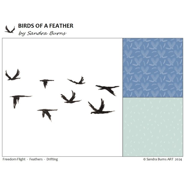 Birds of a Feather - collection by Sandra Burns Art - featuring "Freedom Flight", "Feathers", and "Drifting" - nature inspired designs as a stunning reminder to embrace freedom in every choice we make.