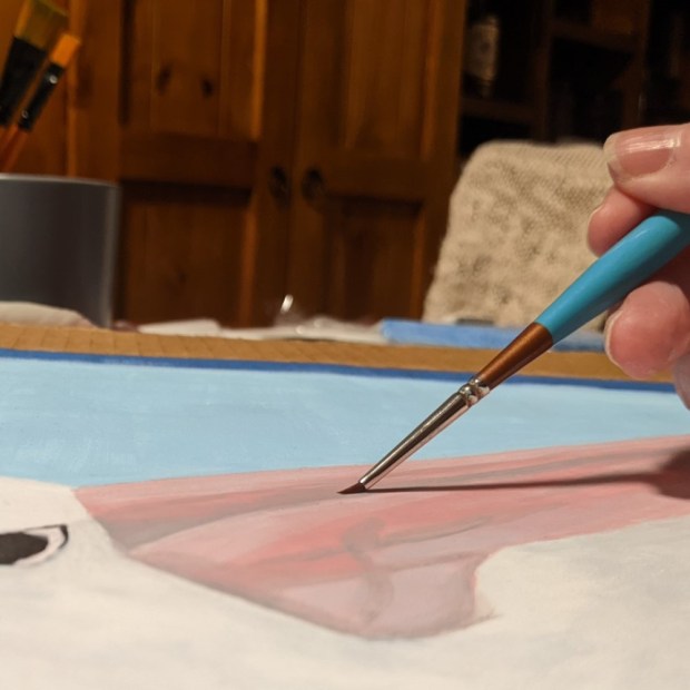 Australian Pelican painting in progress - Sandra Burns ART