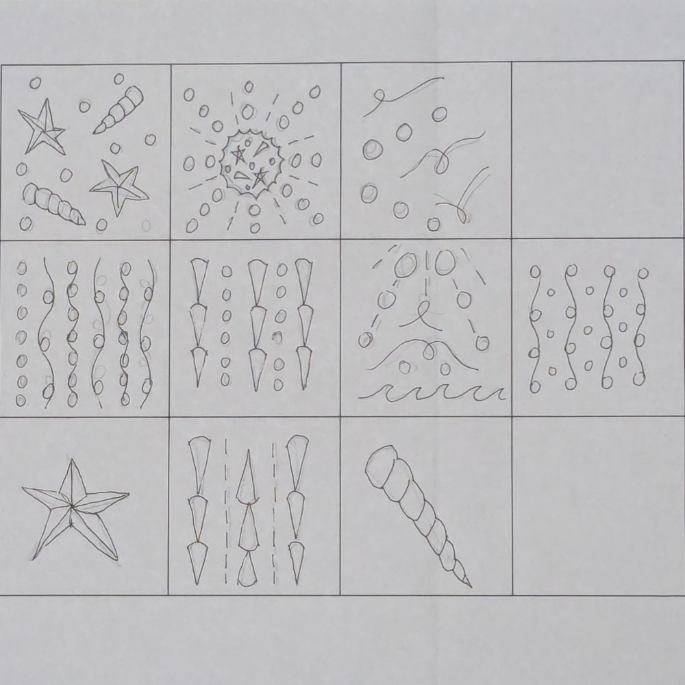 STARS AND SHELLS - brainstorming - Sandra Burns ART