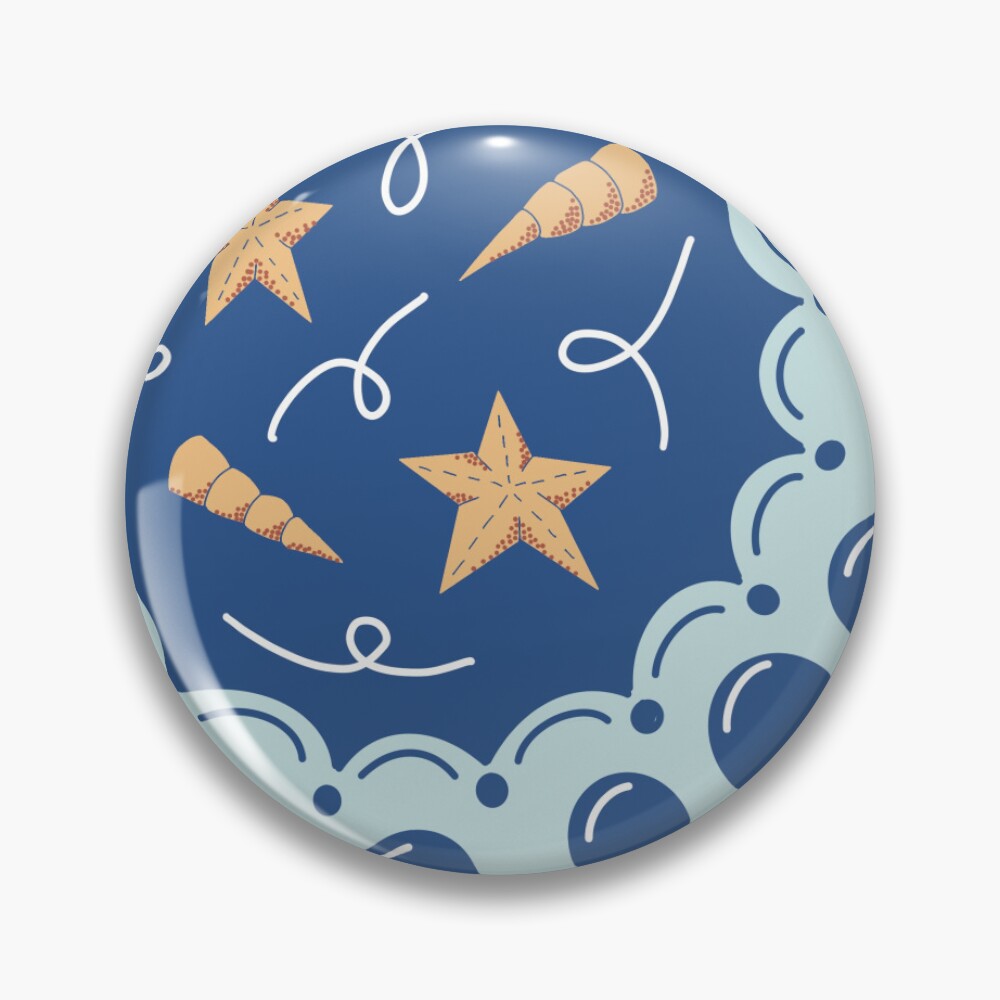 STARS AND SHELLS - pin badge - Sandra Burns ART