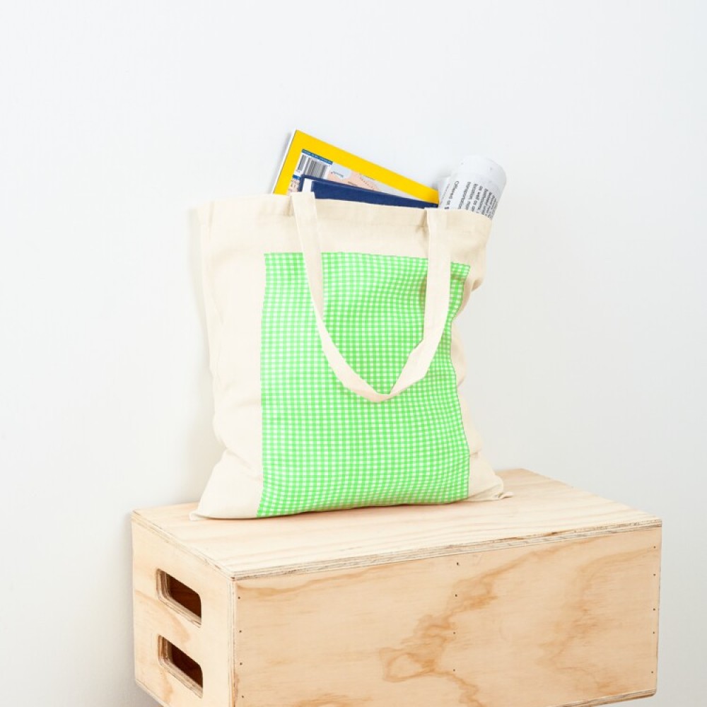 GREEN GINGHAM - cotton tote bag - Sandra Burns ART