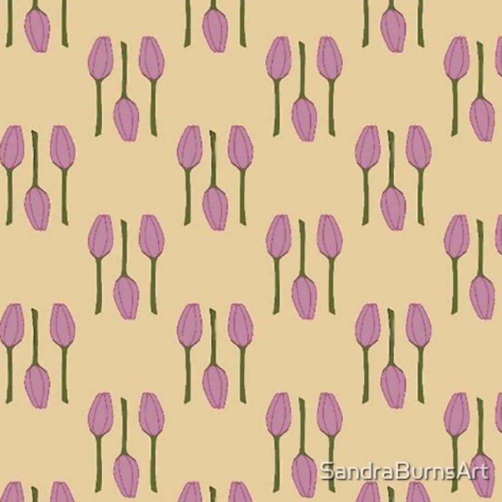 PINK TULIPS CREAM - by Sandra Burns ART