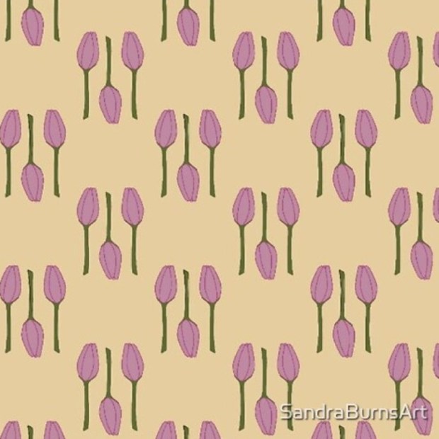 PINK TULIPS CREAM - by Sandra Burns ART