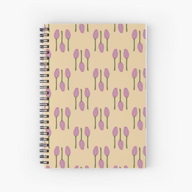 PINK TULIPS - spiral notebook - by Sandra Burns ART