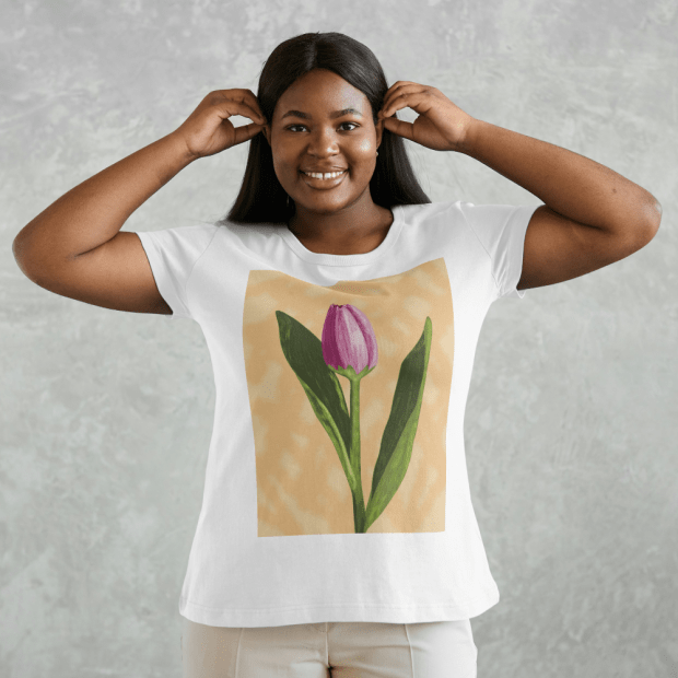 PINK TULIP - tshirt - Sandra Burns ART