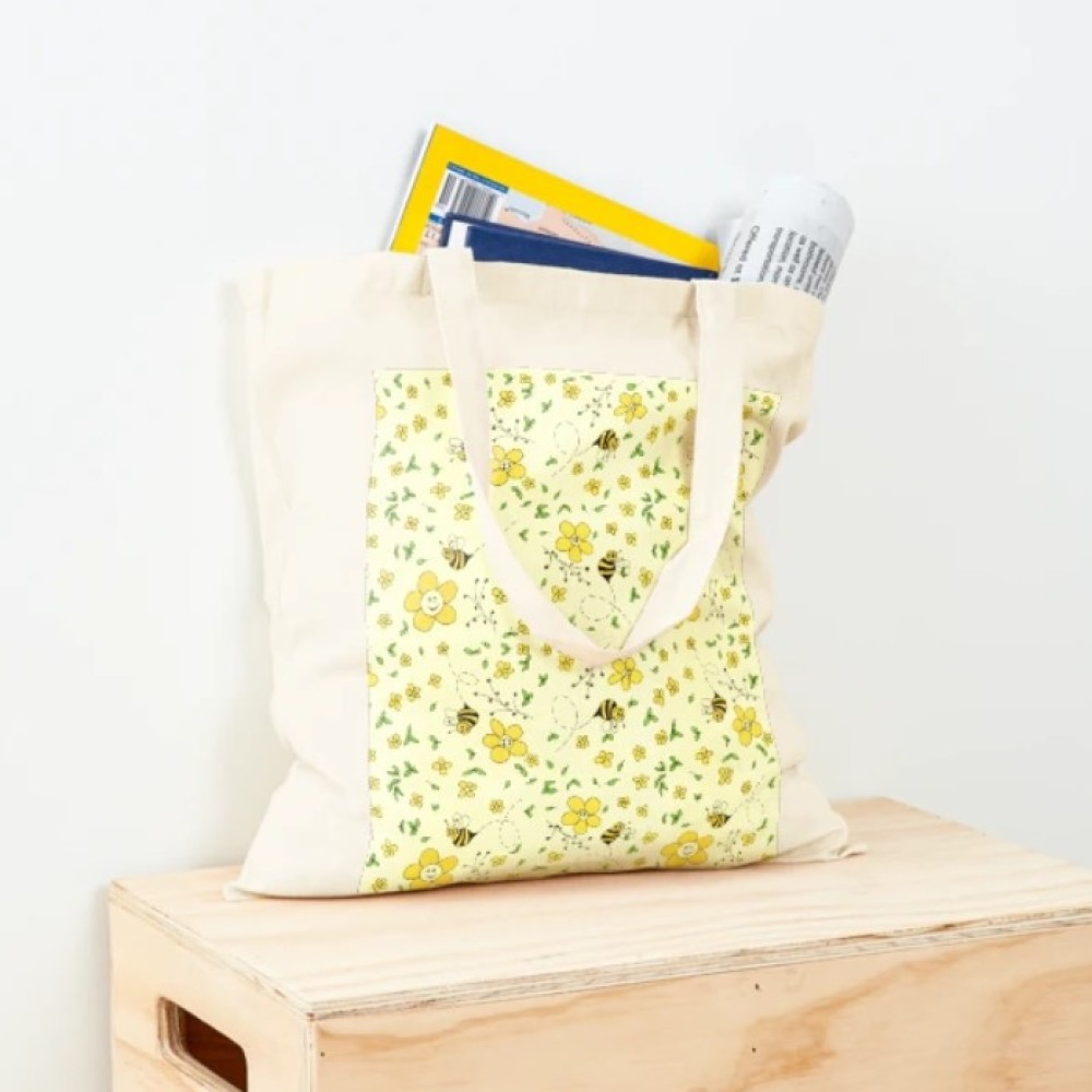 Bee Floral by Sandra Burns ART - cotton tote bag