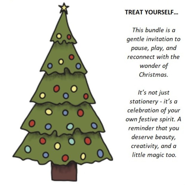 Christmas Magic Download Den - by Sandra Burns ART - Christmas printable bundle - holiday stationery set digital download - festive stationery pack PDF - treat yourself